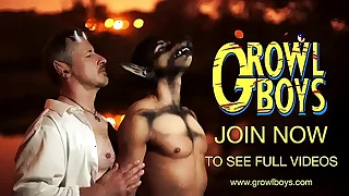 GrowlBoys - Monster bareback inseminates small fry whelp with big black cock